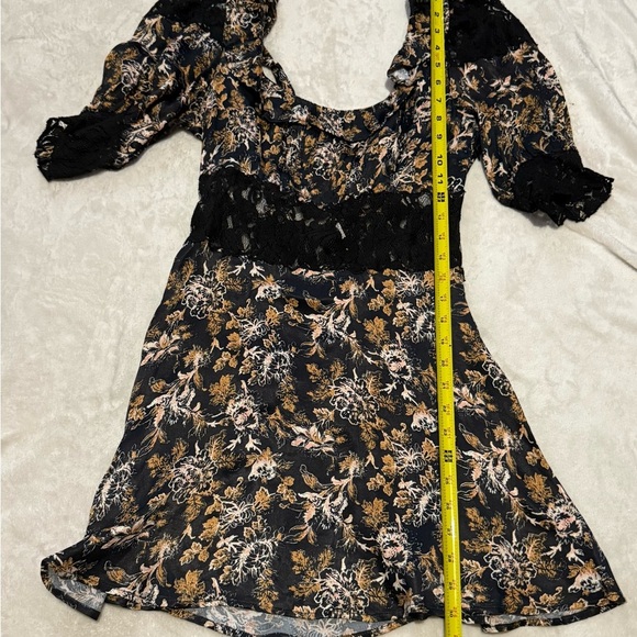 Free People black and tanRuched Ruffled Mini Dress - Picture 4 of 8